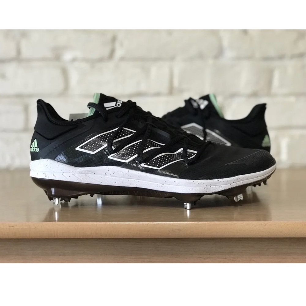 NEW Adidas Afterburner Black White Silver Metal Baseball Cleats FV8805 Mens - Picture 3 of 8